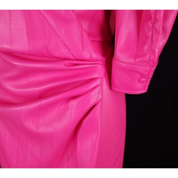 MSGM Faux-Leather Midi Wrap Dress Size 40 US 4 S Pink - Picture 5 of 16